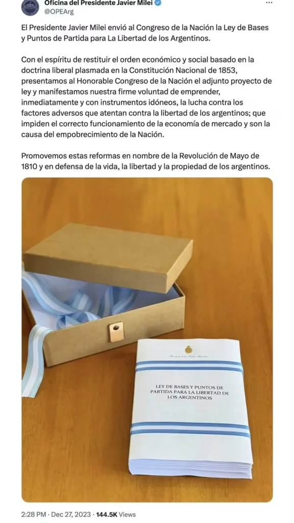 El Gobierno Nacional envio al Congreso la Ley Omnibus 2