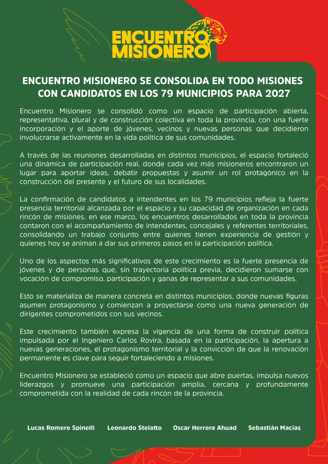 Encuentro Misionero presentará candidatos a intendente en los 79 municipios de la provincia 1 WhatsApp Image 2026 05 16 at 17.23.08